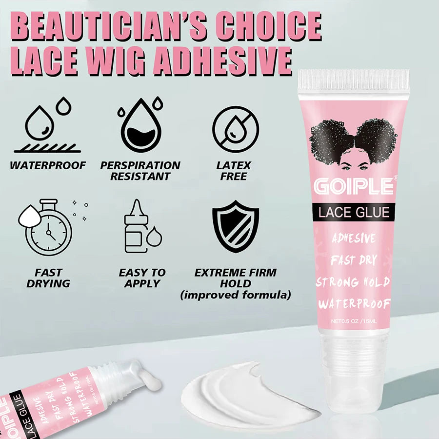 GOIPLE 15ml Wig Lace Glue Fast Dry Strong Hold Super Bonding Invisible Waterproof Adhesive For Wigs Synthetic Hair Bonding Glue