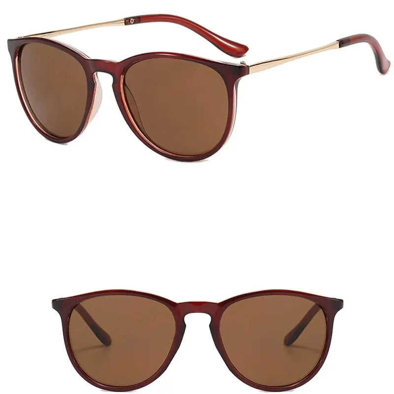 Trendy Sunglasses Fashion Women Sun Glasses Metal round Cat Eye Eyewears Men Leisure Shopping Luxury Eyeglasses for Party Travel