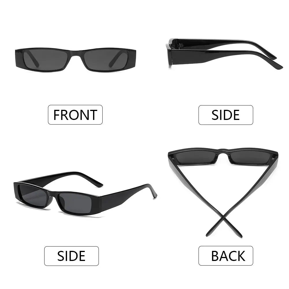 Retro Small Frame Sun Glasses Small Rectangle Sunglasses Vintage Square Narrow Sunglasses Trending Eyewear UV400