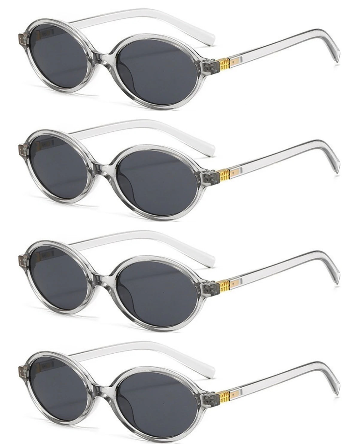 4PCS Fashion Korean Sweet Cool Spicy Girl Sunglasses for Women Men  Retro Oval Fashion Eyewear