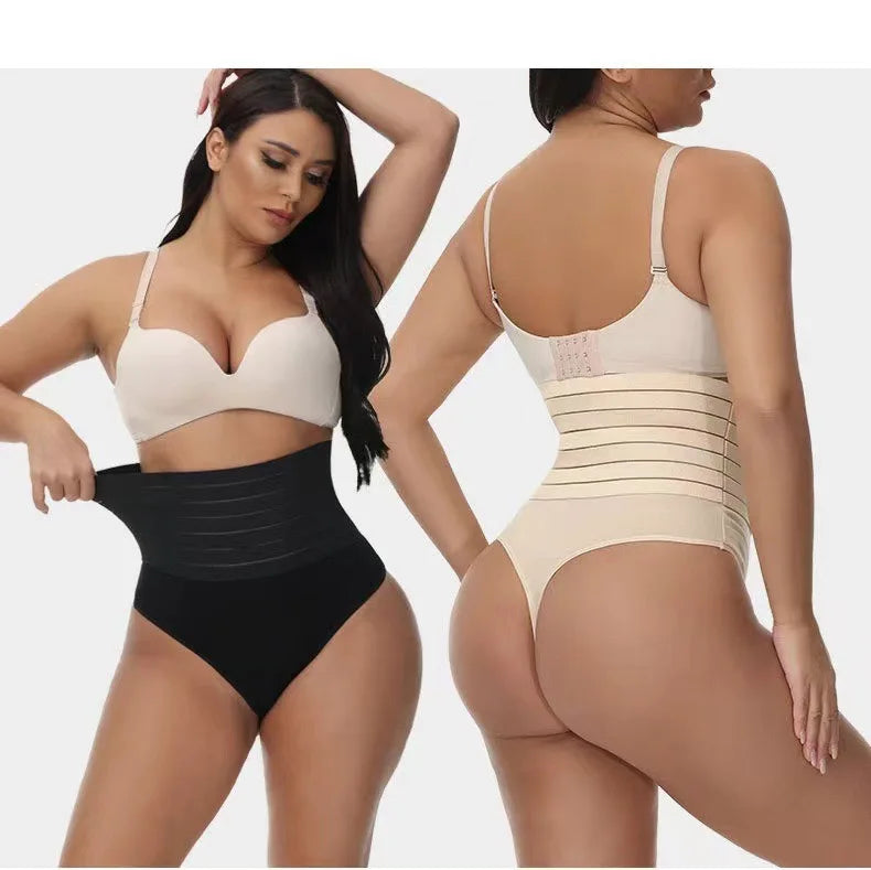 2Pcs High Waist Butt Lifter Women Thong Shaper Tummy Control Panties Shaping Underwear Waist Trainer Pulling Briefs Shapewear