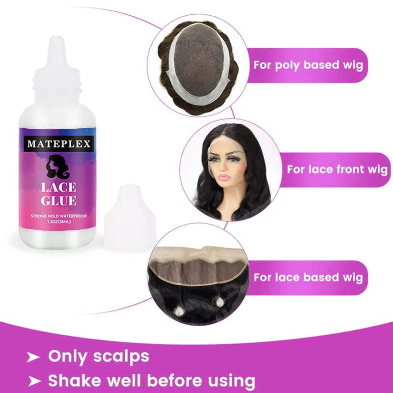 Wig Glue Waterproof Lace Glue Strong Hold Wig Adhesive for Toupee Frontal Professional Glue for Lace Front Wigs+Adhesive Remover