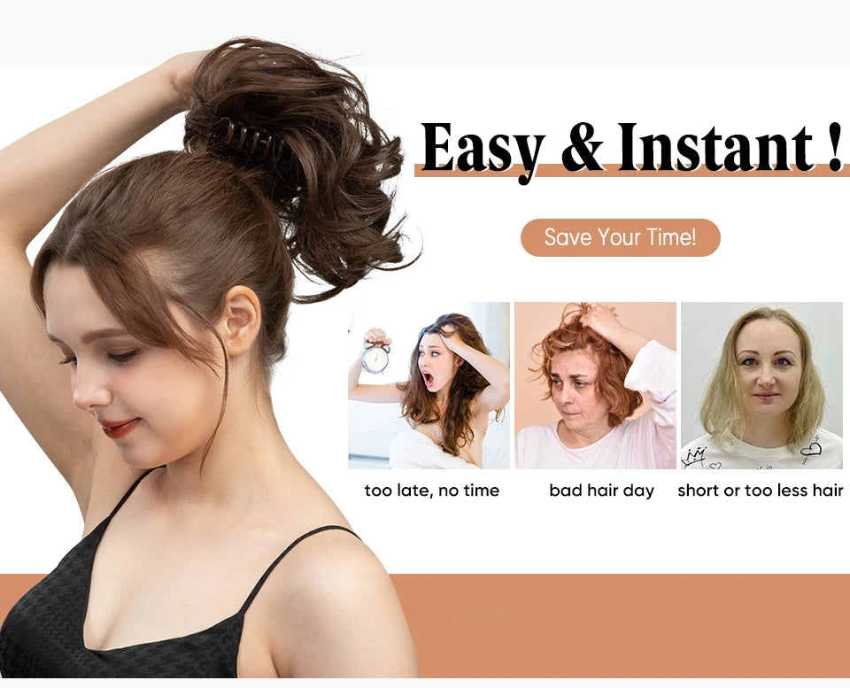 SARLA Premium Synthetic Diy Claw Clip In Ponytail Extensions Hairpiece Hair Bun Fake Blonde Natural Hair False Pigtail P026
