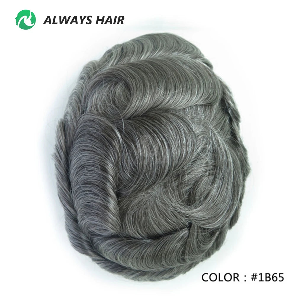 0.12-0.14mm PU Men Toupee Full Thickness Skin Indian Human Hair Men's Capillary Prothesis 130% Density Wig Man