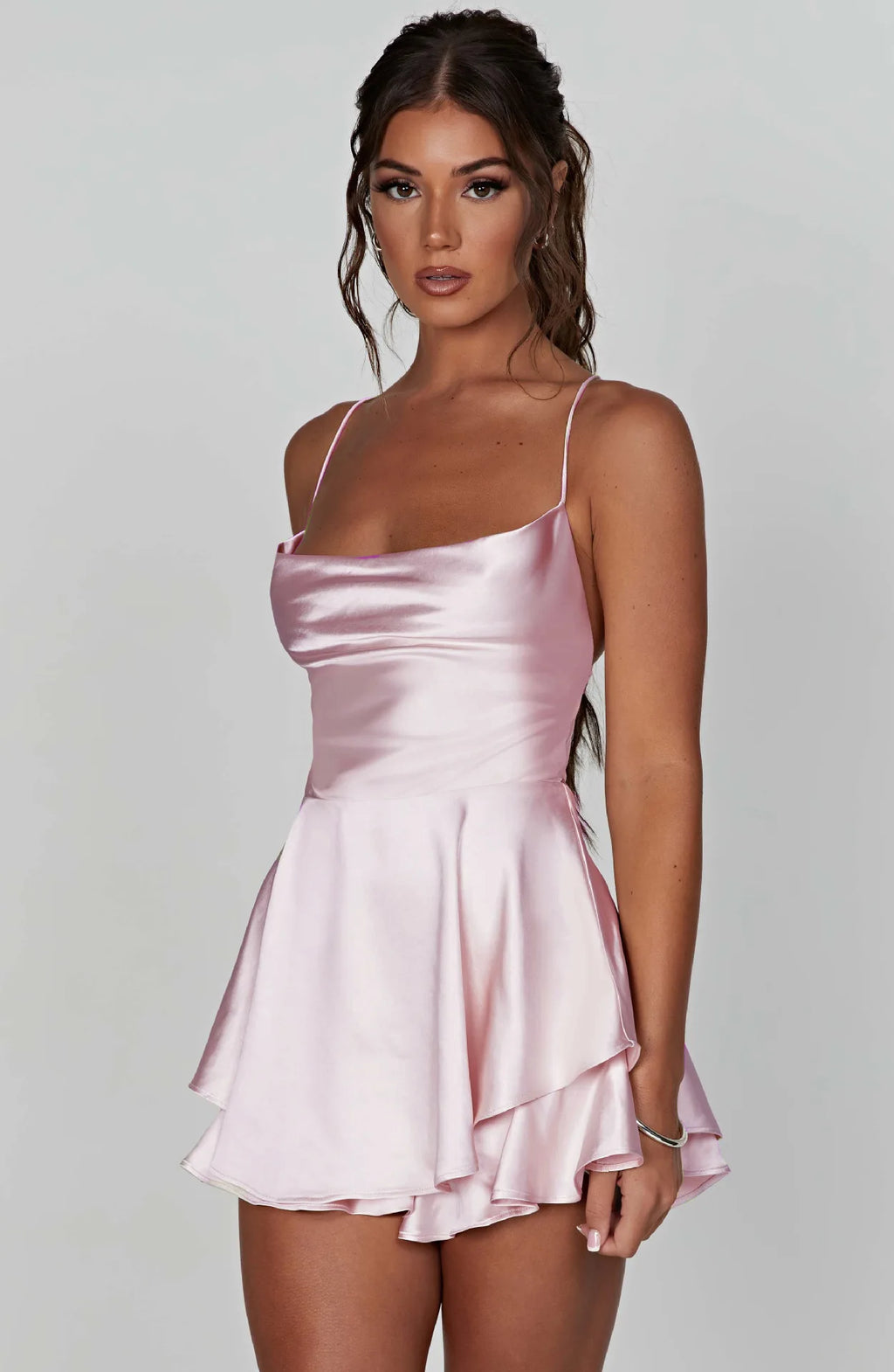 2024 Summer New Sexy Slim Fit and Slim Off Back Solid Color Suspended Dress and Pants