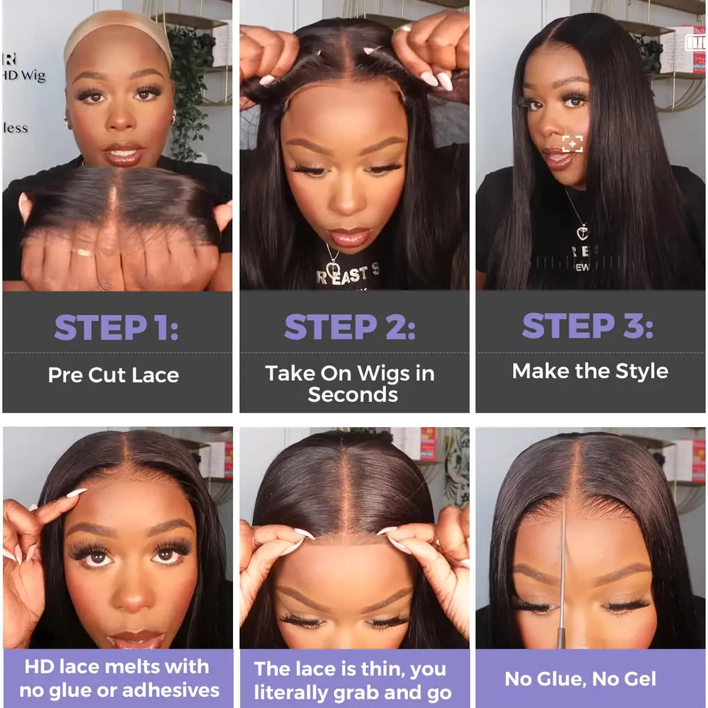 Ready to Wear 4x6 5x5 Pre Cut HD Lace Closure Glueless Wigs Human Hair Pre Plucked 36 Inch Brazilian Body Wave Lace Frontal Wigs