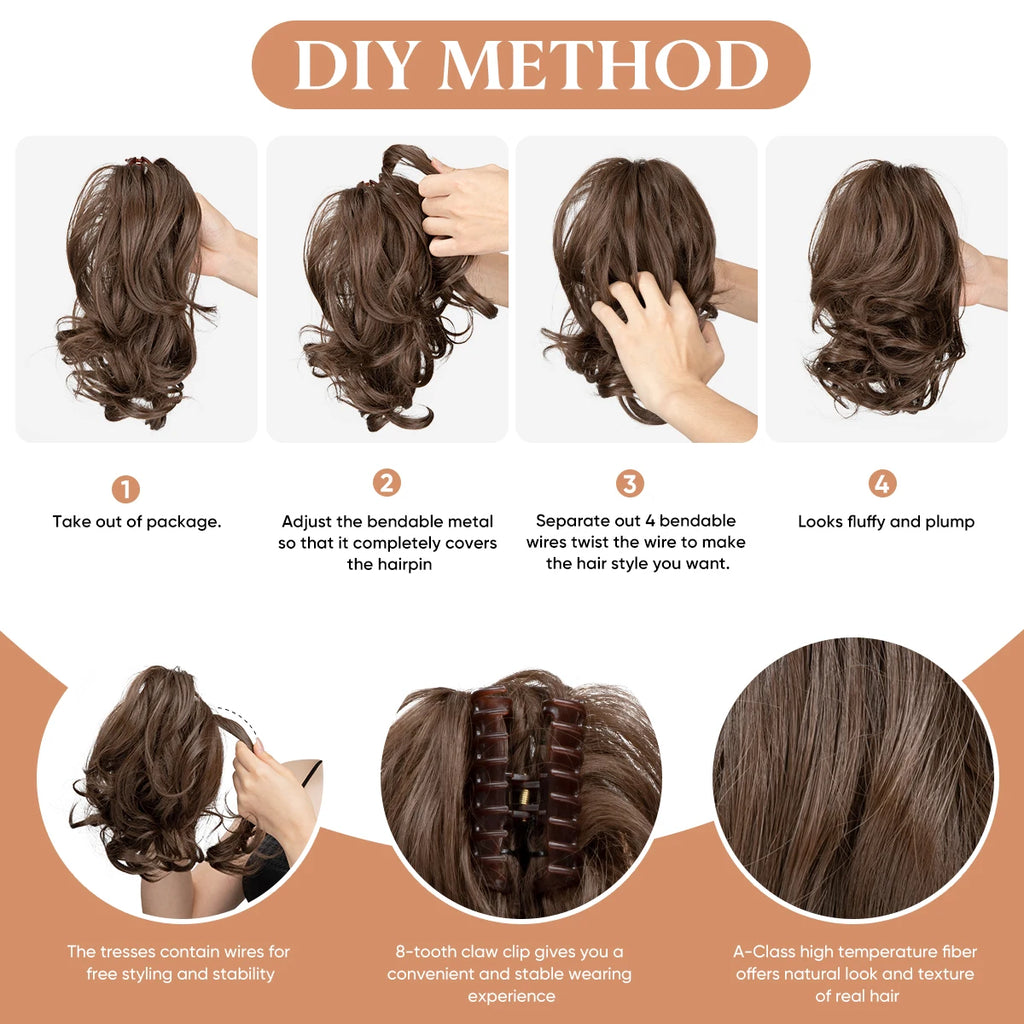 SARLA Premium Synthetic Diy Claw Clip In Ponytail Extensions Hairpiece Hair Bun Fake Blonde Natural Hair False Pigtail P026