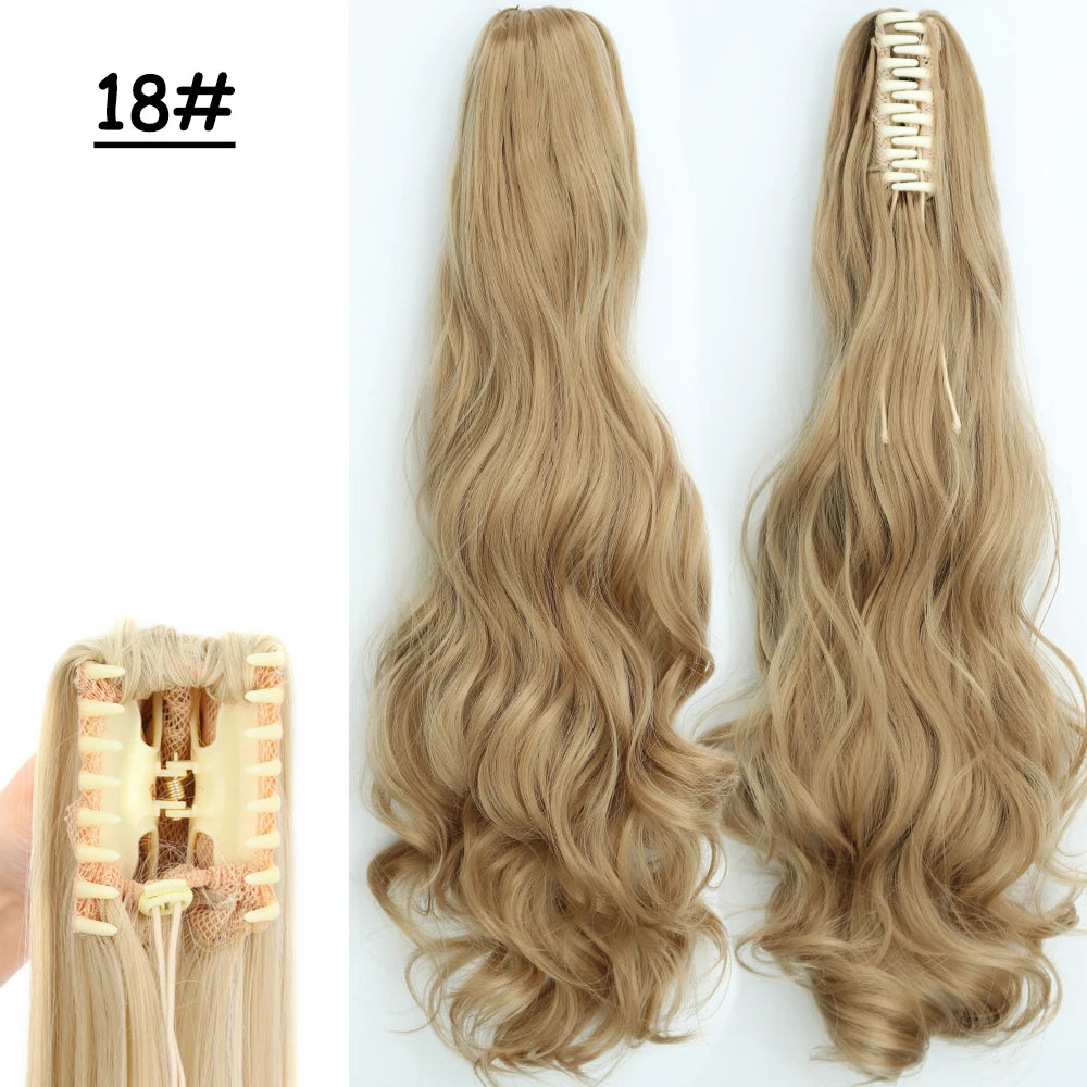 Synthetic Claw Clip Ponytail Hair Extension 24Inch Long Straight Ponytail Hair For Women Black Brown Pony Tail Hair Hairpiece