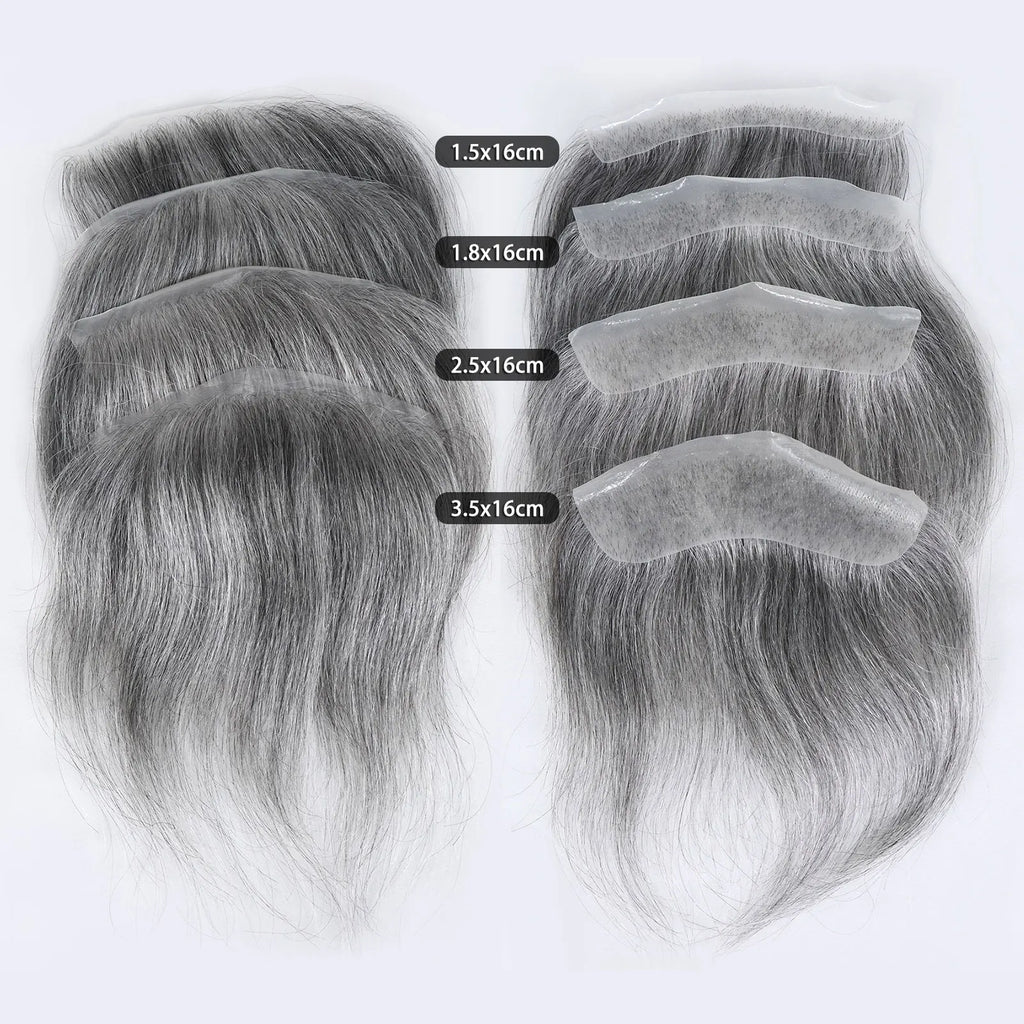 0.06mm Brown Straight Man Toupee V Style Frontal Hairline For Men 15cm Human Hair Ultra Thin Skin PU Men's Capillary Prosthesis