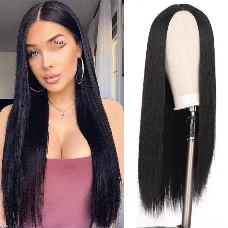 Amazon New Synthetic Wig Women's Straight Black Hair Wig European American Style Fake Hair Suitable For All Occasions