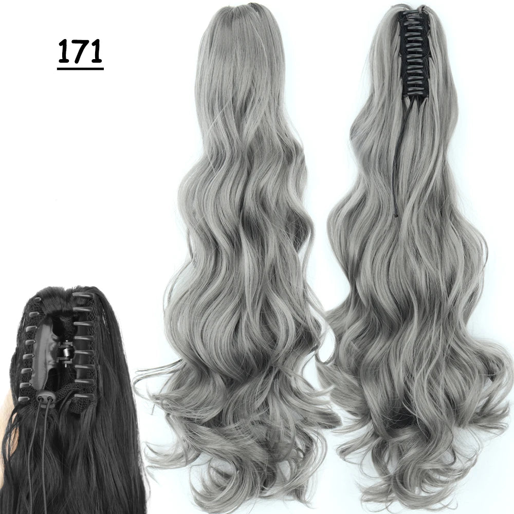 Synthetic Claw Clip Ponytail Hair Extension 24Inch Long Straight Ponytail Hair For Women Black Brown Pony Tail Hair Hairpiece