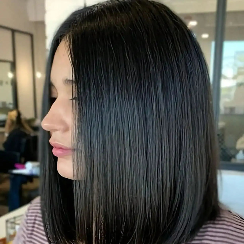Women's Straight Bob Black Coral Wig- Short Black Bob Wig With No Bangs Short Middle Part Synthetic Wig For Party