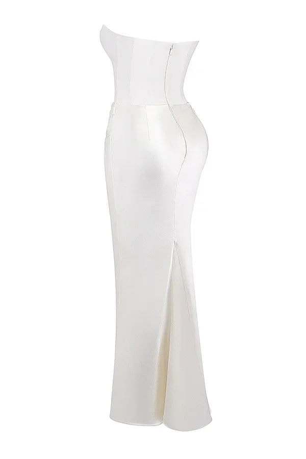 Mingmingxi 2025 Women's Evening Dress Strapless Pink Prom Party Dresses Sexy Satin Long Corset Dress Elegant Maxi Gala Dresses