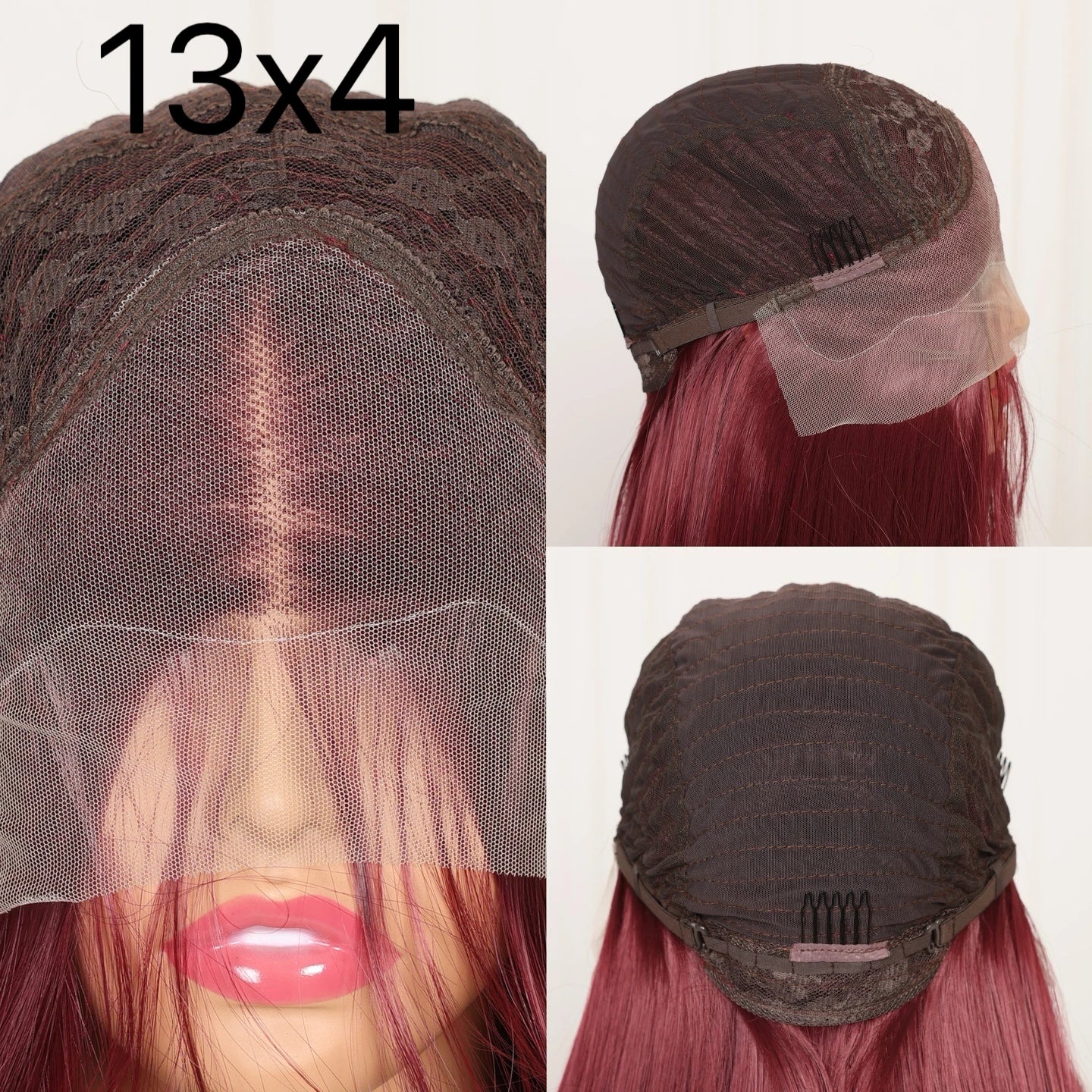 Deep Wave 13X4 Lace Frontal Wig 99J Red Burgundy Color Synthetic Wigs For Black Women Preplucked Bleached Knots Glueless Wig