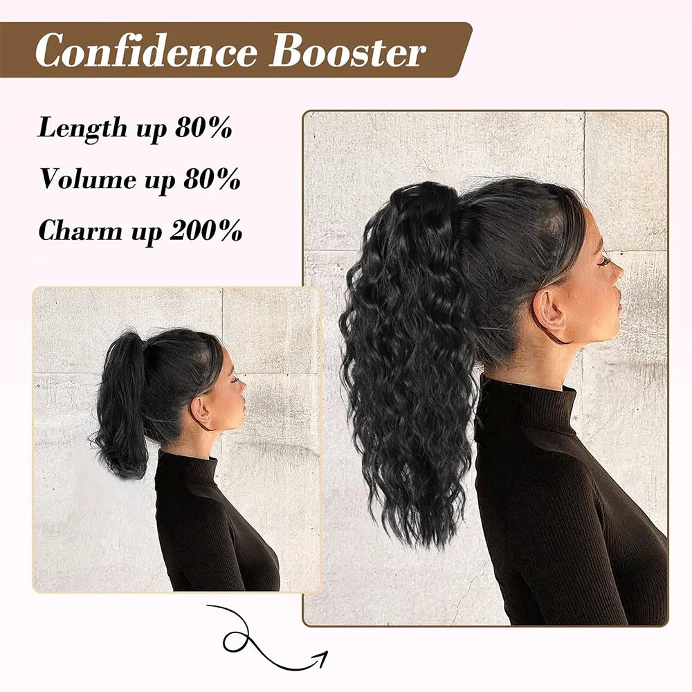 Chic Curly Wave Claw Clip Ponytail Extension | Natural-Looking, Easy Use Synthetic Hair for Everyday Elegance