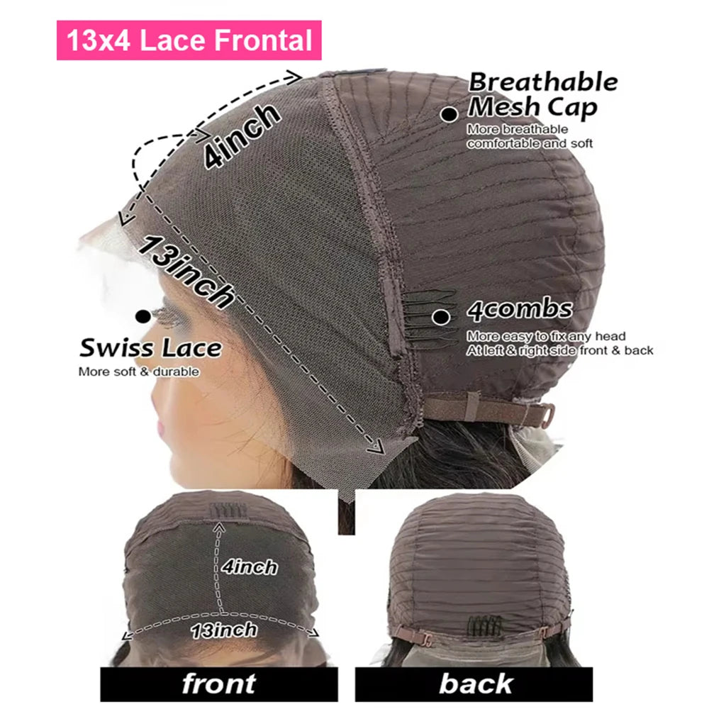 Body Wave 4/27 Color Short Bob Wig Ombre Blonde 13x4 Lace Frontal Wig Highlight Brown Mix Blonde 100% Human Hair Preplucked Bob