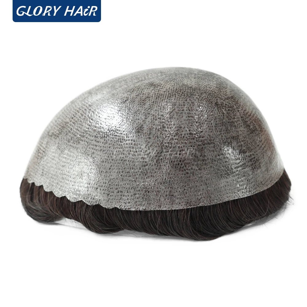 I Skin Hair Prosthesis 0.12 - 0.14 mm Indian Human Hair Multiple Sizes Toupee Men Fashion Wig Male