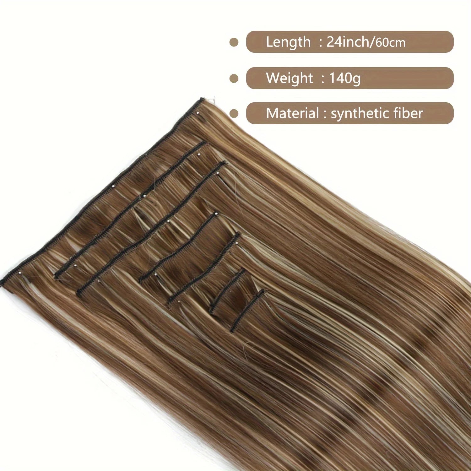 Long Straight Hairstyle 16 Clips 7Pcs/Set Hair Extensions Natural Synthetic Blonde Black Hairpieces Heat Resistant For Women