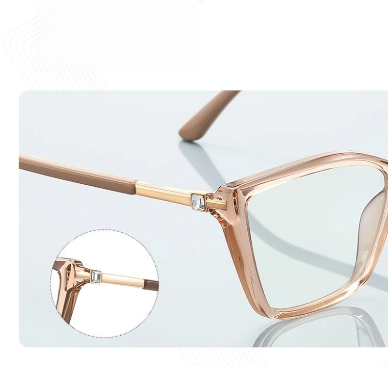 TFTB Fashion Trend Women Cat Eye Glasses Ultra Light TR90 Blue Light Blocking Alloy Optical Prescription Eyeglasses Frame 138mm
