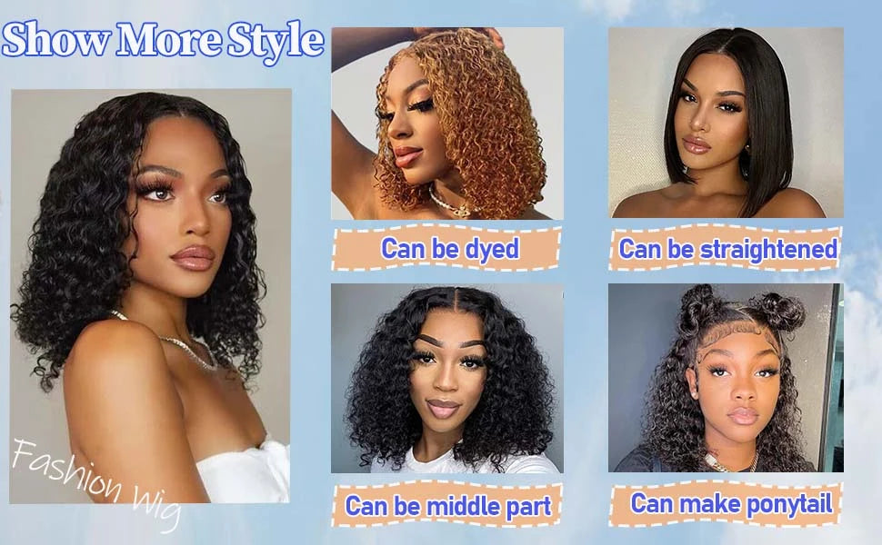 15A Kinky Curly Human Hair 3 Bundles With Closure Brazilian Virgin Hair Short Water Wave Bunldes With Frontal 13x4 Tissage