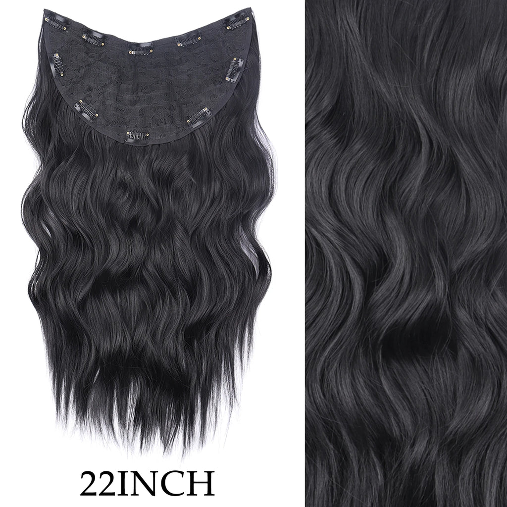 7Pcs/Set 16 Clips Hair Extension Black Long Straight Natural Hair Ombre Hairpiece Heat Resistant Fiber For Women Hairstyle