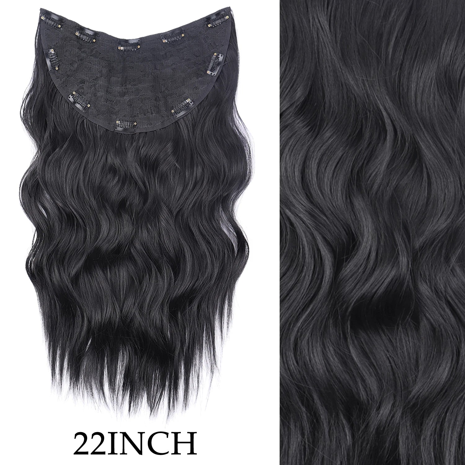 7Pcs/Set 16 Clips Hair Extension Black Long Straight Natural Hair Ombre Hairpiece Heat Resistant Fiber For Women Hairstyle