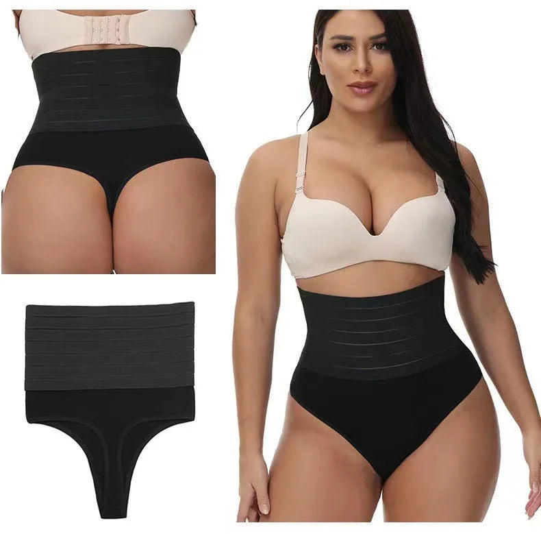 2Pcs High Waist Butt Lifter Women Thong Shaper Tummy Control Panties Shaping Underwear Waist Trainer Pulling Briefs Shapewear