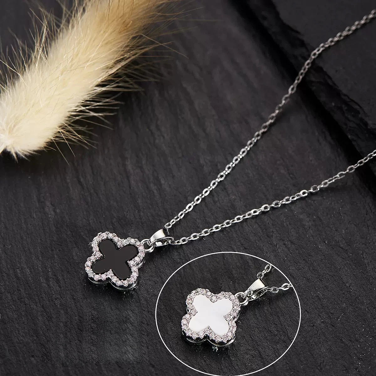 Lucky Four-leaf Clover CZ Necklace For Women's Dynamic Fashion Birthday Gift Clavicle Chain Versatile Fashion Accessories