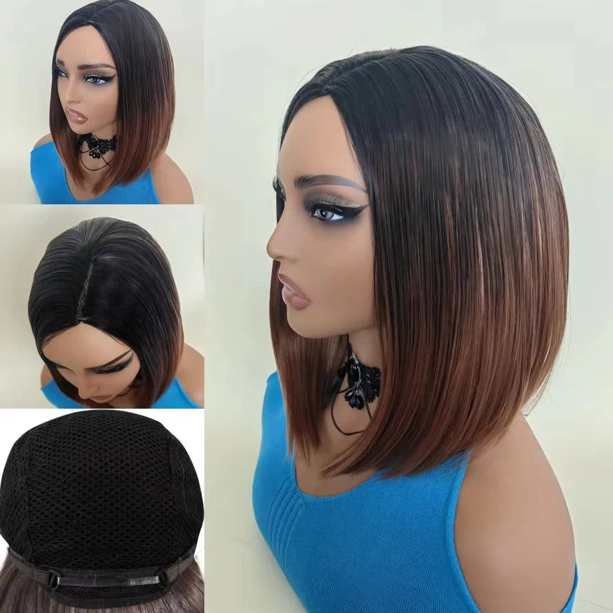 Blond mix Wig BoBo Head New Chemical Fiber Headgear Synthetic Wig Woman