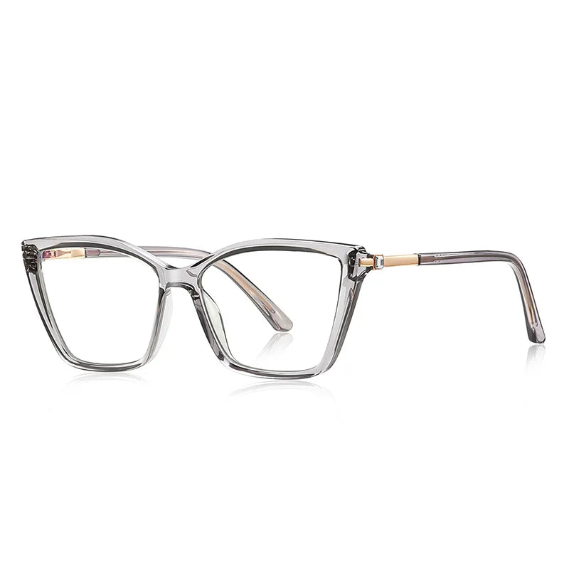 TFTB Fashion Trend Women Cat Eye Glasses Ultra Light TR90 Blue Light Blocking Alloy Optical Prescription Eyeglasses Frame 138mm