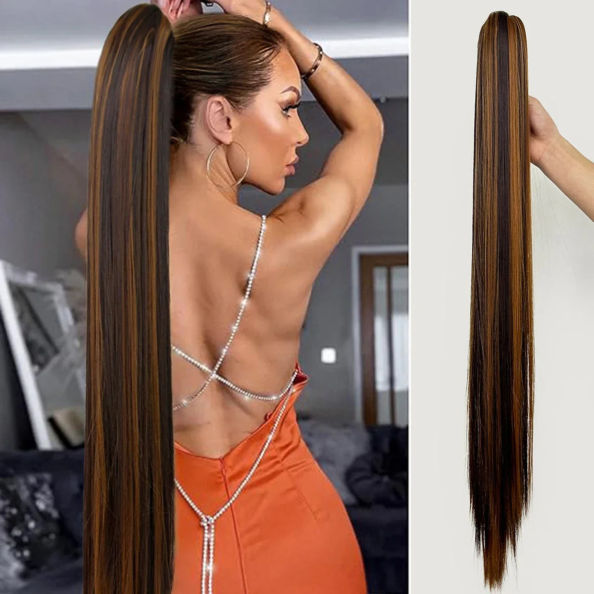 Synthetic  32”Claw Ponytail Extension Straight Hair Water Wave Clip In Hair Extensions Soft Natural Multi-Gift Preference