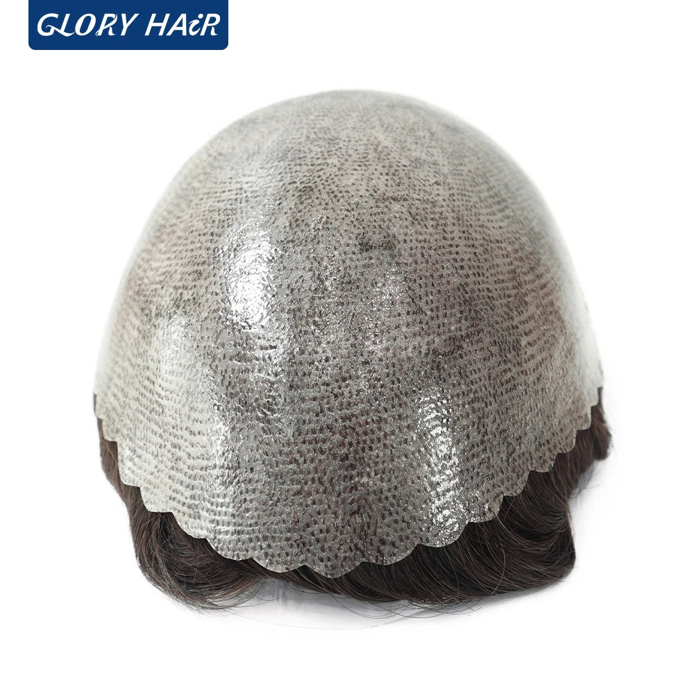 I Skin Hair Prosthesis 0.12 - 0.14 mm Indian Human Hair Multiple Sizes Toupee Men Fashion Wig Male