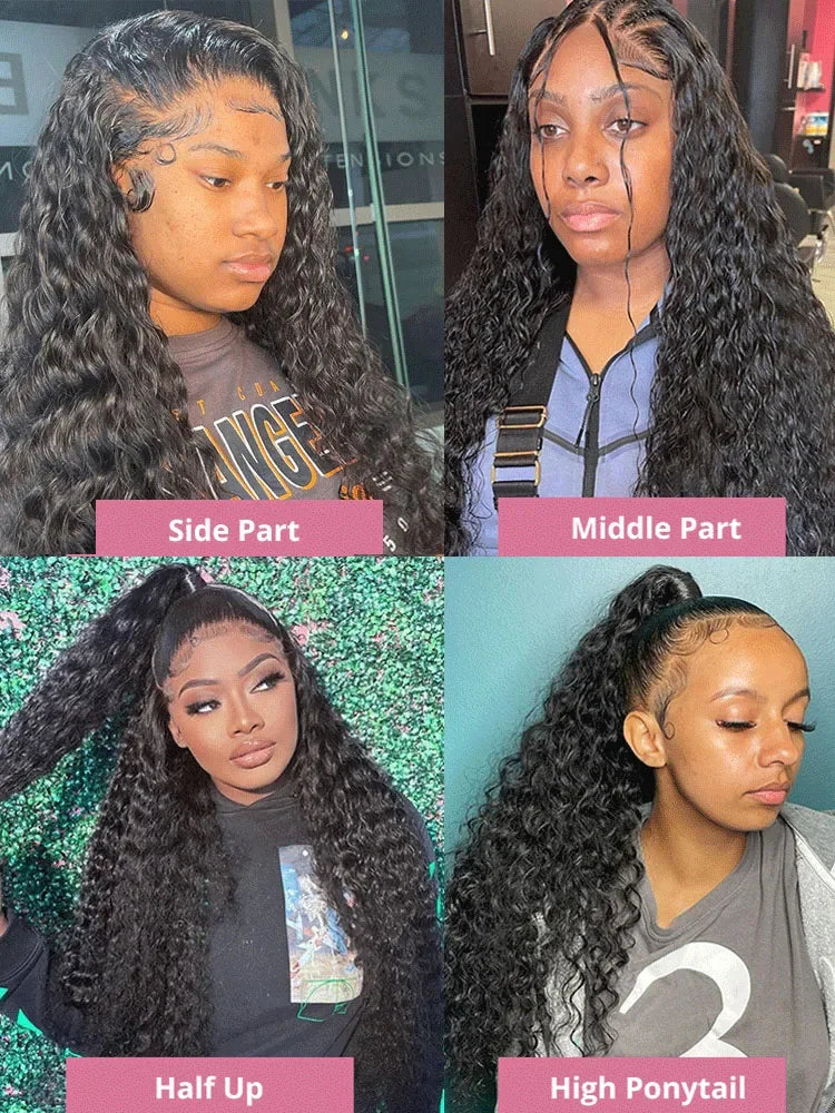 40 46 Inch 13x6 Hd Loose Deep Wave Lace Frontal Wig Brazilian 13x4 360 Full Water Curly Human Hair Wigs For Women 300% Density