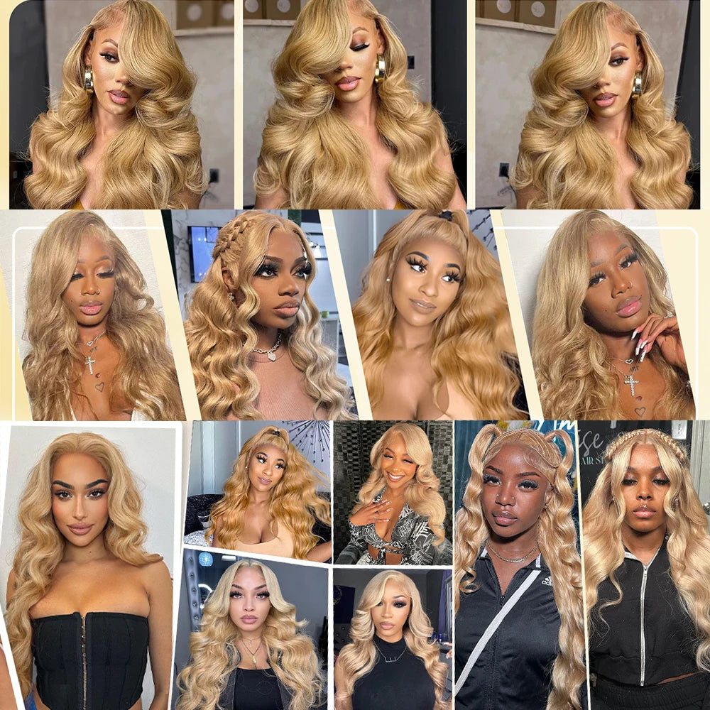 #27 Honey Blonde Human Hair Bundles with Closure Body Wave Bundles Hair With 4x4 Closure Brazilian Hair Weave Bundles Hair Remy