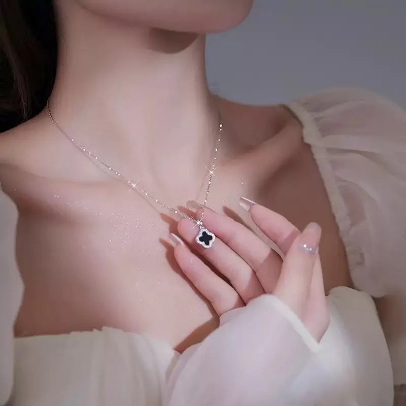 Lucky Four-leaf Clover CZ Necklace For Women's Dynamic Fashion Birthday Gift Clavicle Chain Versatile Fashion Accessories