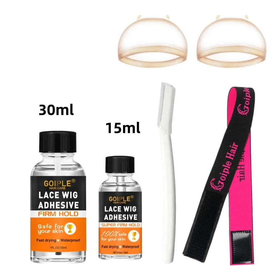 GOIPLE Lace Wig Adhesive Kit Fast Drying and Waterproof Glue Natural Perfect Invisible Bond Adhesives Products for Wigs Bonding