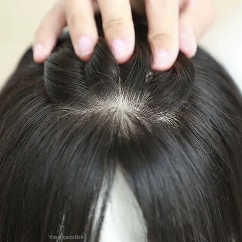 6x6 inch Injected Silk Skin Base Human Hair Women Topper Virgin European Hair Toupee Clips In Hairpiece Natural Scalp Top