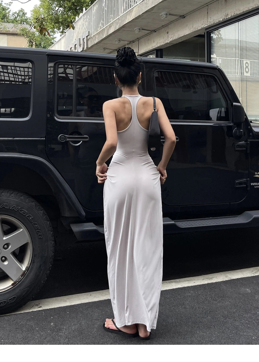 Spicy Girl V-neck Hanging Neck Sleeveless Dress Elegant Women's Summer New High Waist Slim Pleated Wrapped Hip Dresses ORPT