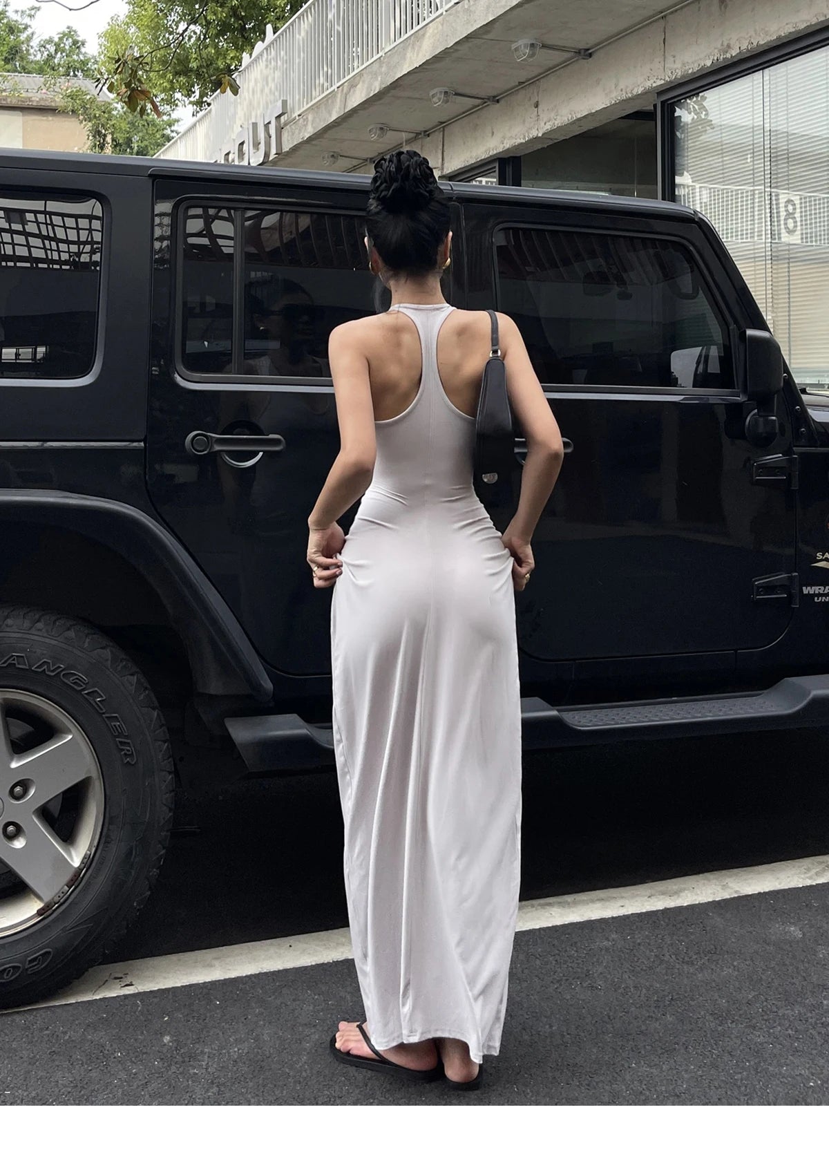 Spicy Girl V-neck Hanging Neck Sleeveless Dress Elegant Women's Summer New High Waist Slim Pleated Wrapped Hip Dresses ORPT