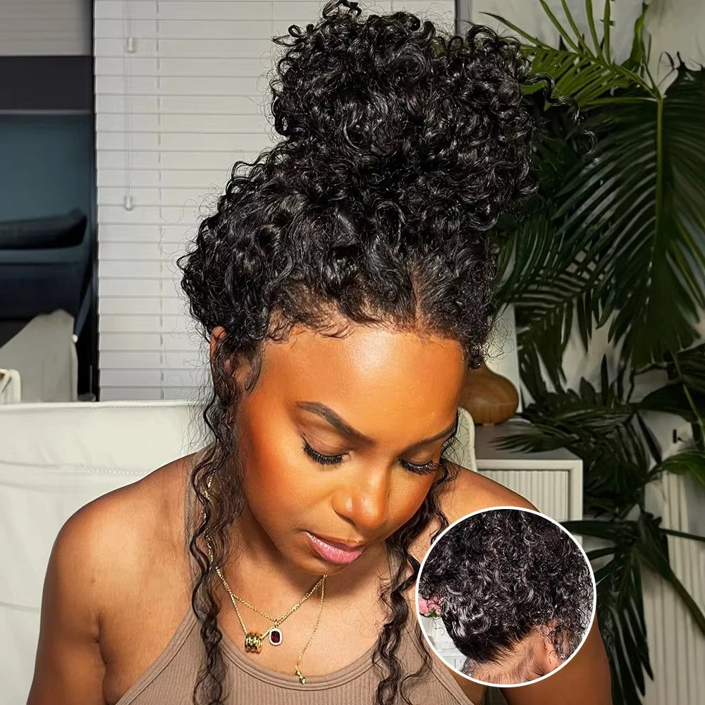 Invisible Strap 360 HD Full Lace Wig Human Hair Glueless Wig Pre Cut Lace 200 Density Deep Curly 360 Lace Front Wig Preplucked