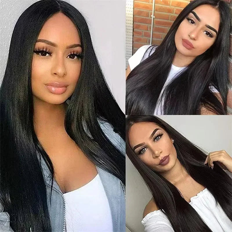 Amazon New Synthetic Wig Women's Straight Black Hair Wig European American Style Fake Hair Suitable For All Occasions
