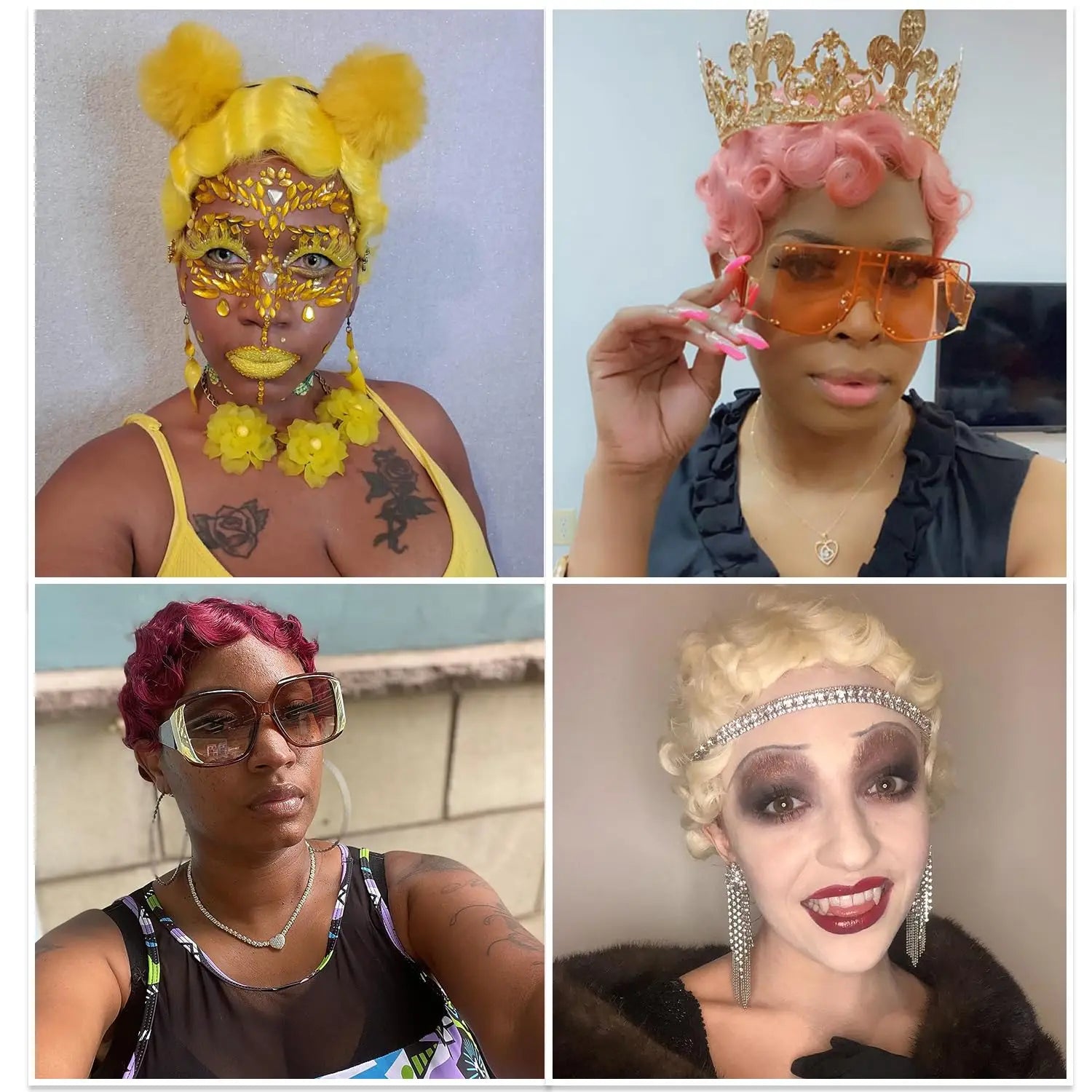 Finger Wave Synthetic Wig Short Mommy Hair Curly Wigs for Black Women Lady Nuna Wig 1920s Cosplay Costume Halloween Party