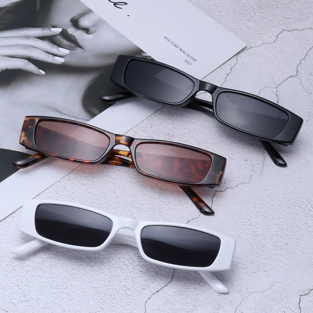 Retro Small Frame Sun Glasses Small Rectangle Sunglasses Vintage Square Narrow Sunglasses Trending Eyewear UV400