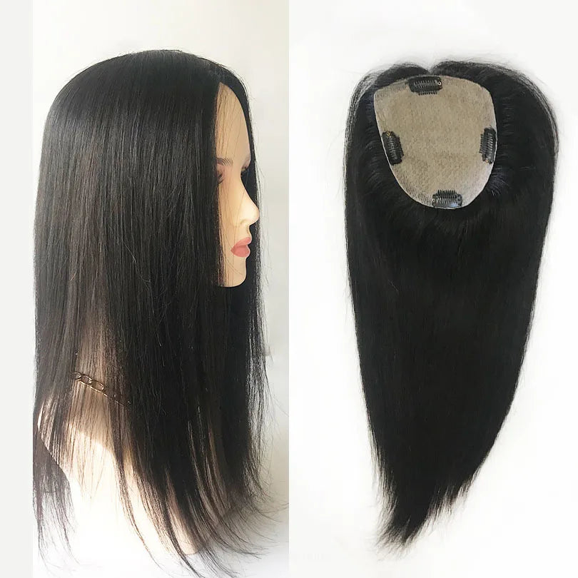 6x6 inch Injected Silk Skin Base Human Hair Women Topper Virgin European Hair Toupee Clips In Hairpiece Natural Scalp Top