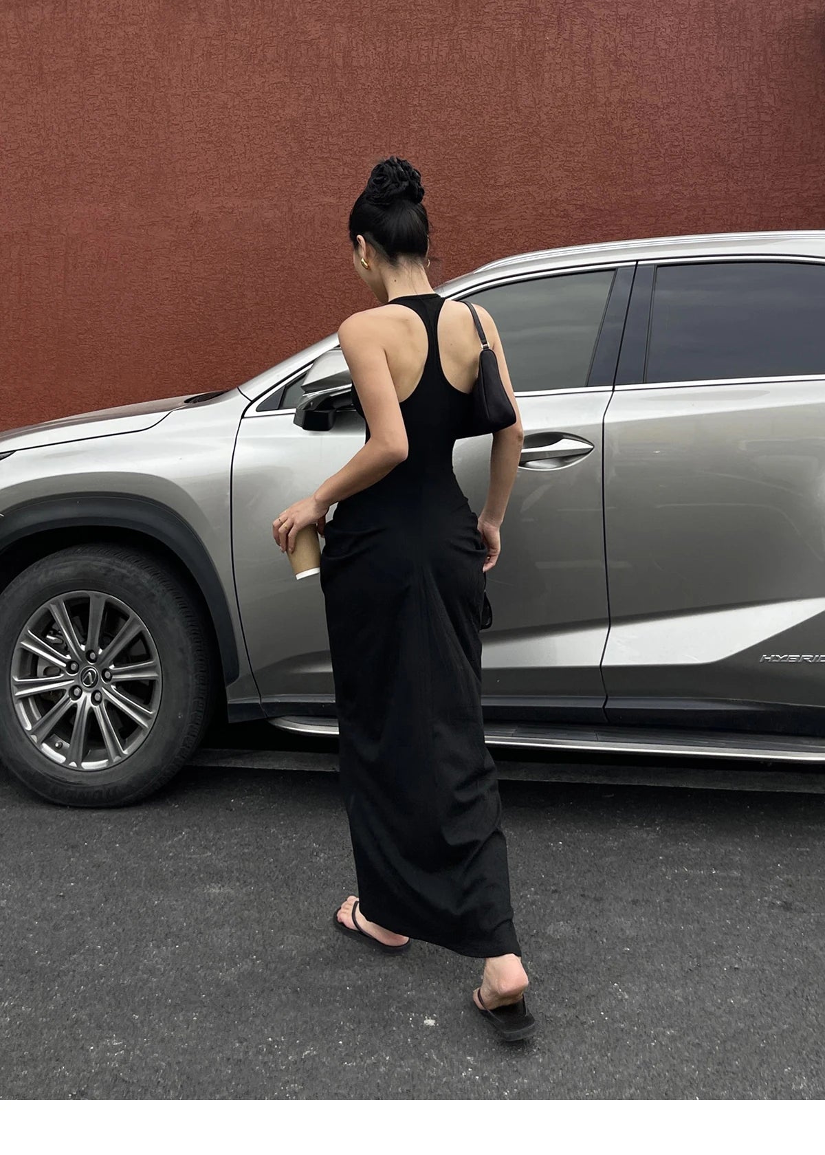 Spicy Girl V-neck Hanging Neck Sleeveless Dress Elegant Women's Summer New High Waist Slim Pleated Wrapped Hip Dresses ORPT