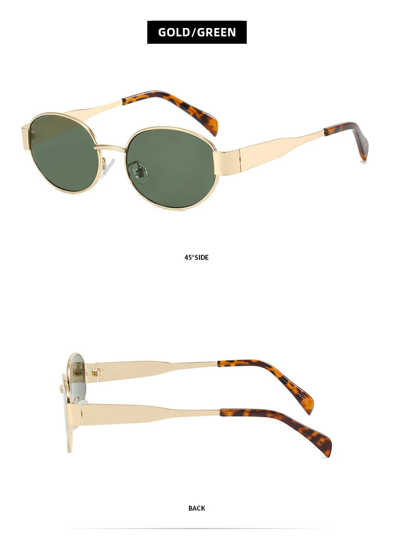 Retro Small Oval Sunglasses Men Women Luxury Metal Round Sun Glasses Male Classic Casual Driving Shades