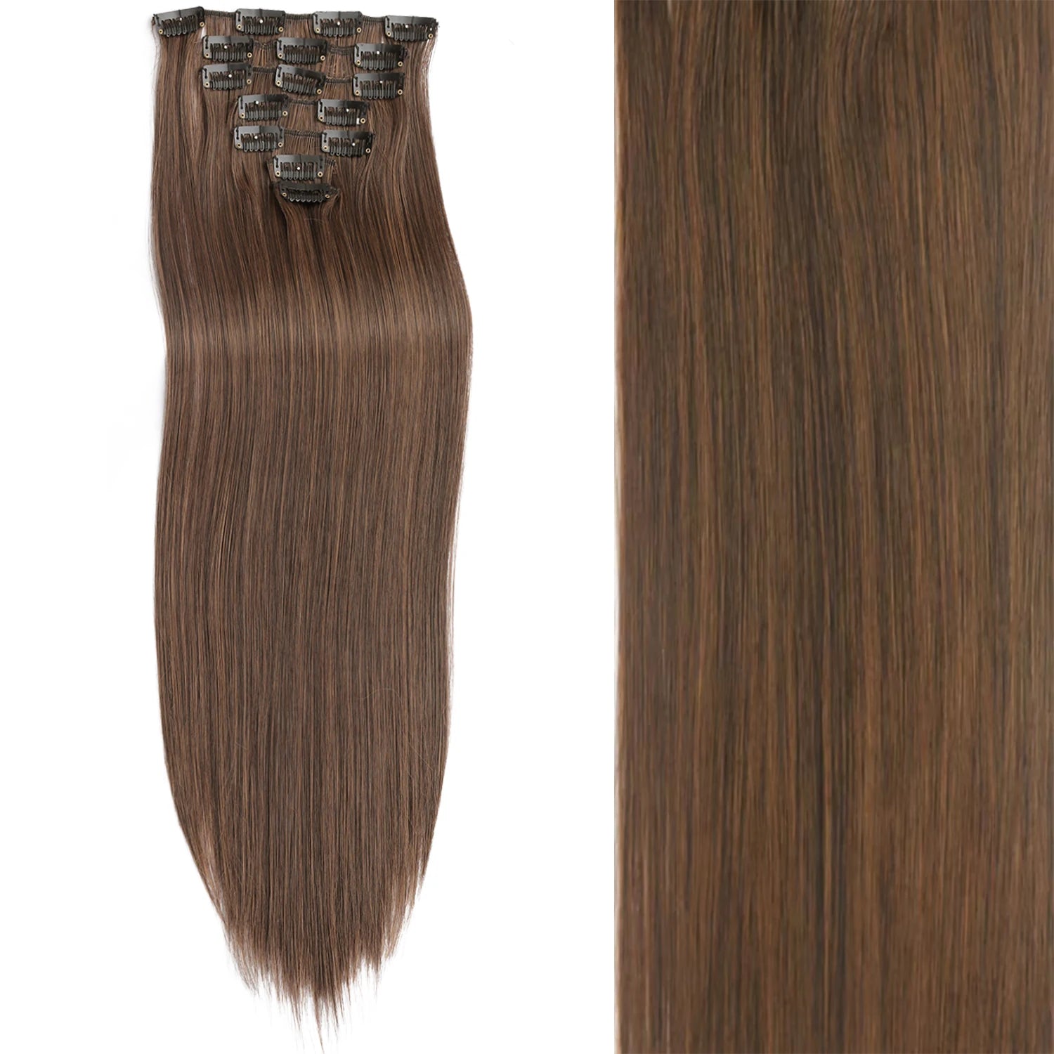 7Pcs/Set 16 Clips Hair Extension Black Long Straight Natural Hair Ombre Hairpiece Heat Resistant Fiber For Women Hairstyle