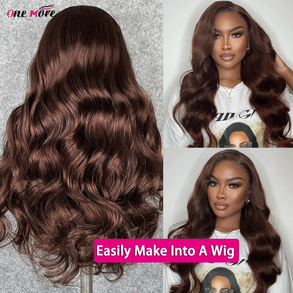 5x5 Closure With Bundles Chocolate Brown Body Wave Bundles With Closure 4x4 Ombre Colored Brown Human Hair Bundles With Closure