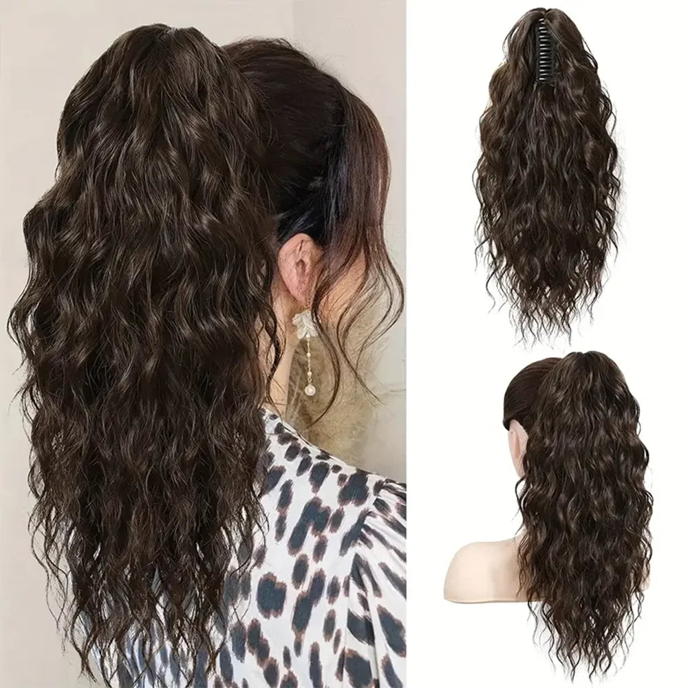Chic Curly Wave Claw Clip Ponytail Extension | Natural-Looking, Easy Use Synthetic Hair for Everyday Elegance