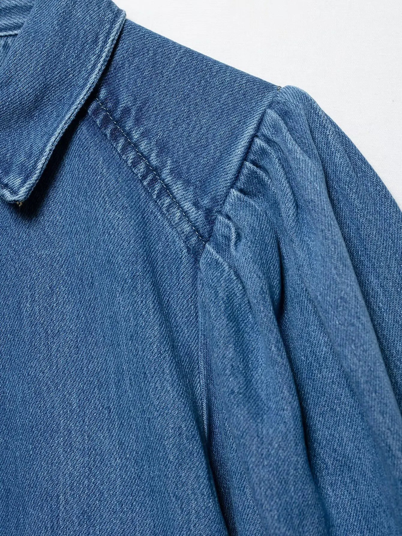 TRAFNLZGMSJ 2025 Spring Summer Casual Women's Denim Blouse Collar Single Breasted Loose Blouse New Fashion Shirts